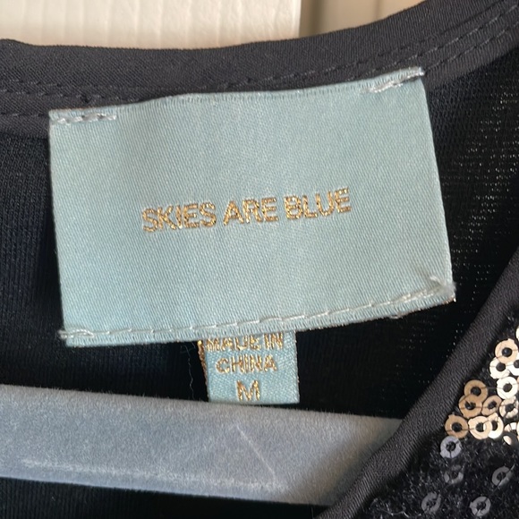 SKIES ARE BLUE Black Gold Sequin Tribal Geometric Bodycon Dress Size Medium - Picture 5 of 7